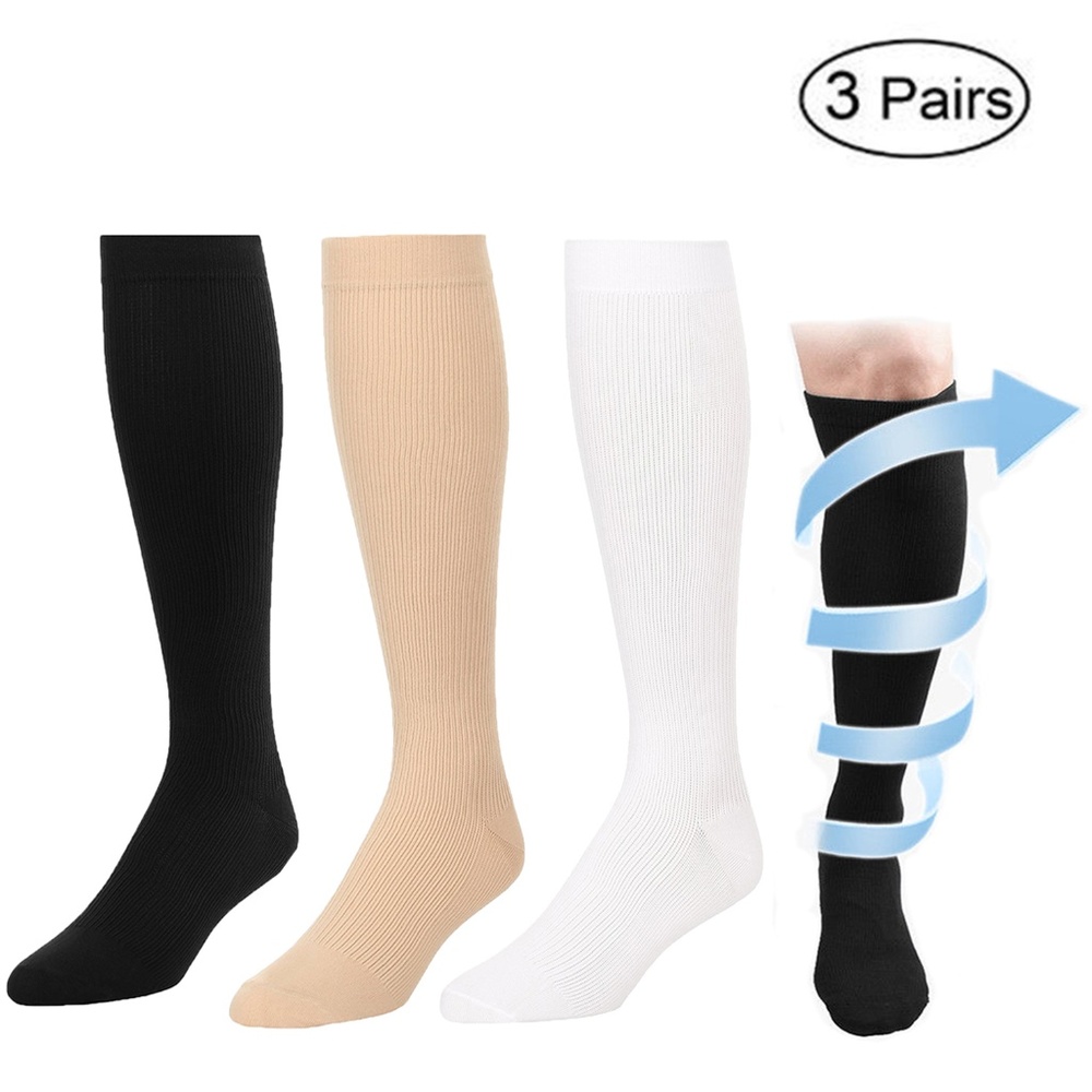 3Pairs Knee High Graduated Compression Socks